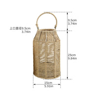 Cylindrical Rattan Lampshade Tapered Woven Light Shade Rustic Lampshade with Handle Zen-Inspired for Homestays
