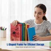 Acrylic Thickened Non-Slip L-Shaped Bookend, Transparent Desktop Organizer, Student Storage, Decorative Stand