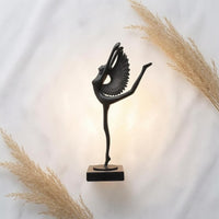 Winged Dancer Statue Black Ballet Dancer Figurine Table Display Tabletop Sculpture for Shelf