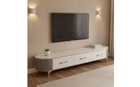 TV Cabinet Curved-Front Cabinet with Drawers Minimalist Entertainment Center with Drawers for Living Room