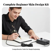 7 Color Inks Included Coil Machine Kit Reusable Practice Skin Complete Starter Set Body Art Supplies for Beginners, Hobbyists, Home Use
