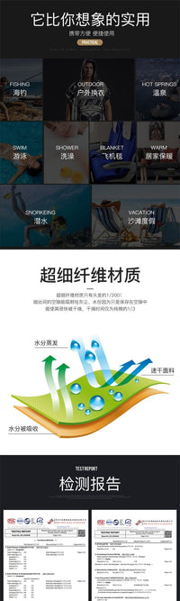 潜水斗篷沙f滩换衣速干游泳浴袍披风连帽吸水速干毛巾黑色男