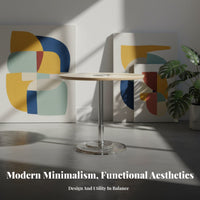 Cream and fashion circular table with Transparent Legs Rounded Edges Living Room Furniture Modern Design Space-Saving Look for Apartment Dwellers, Interior Decorators, Office Managers, Small areas, Lounge Area, Bedroom