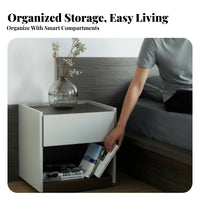 Minimalist design Single-Drawer Bedside Table Modern Design Nightstand Space-Saving Bedroom Furnishing Sturdy Construction for Homeowners, Apartment Dwellers, Students, Small Spaces, Guest Room, Hallway, Office