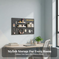 Customizable Layout Metal Pegboard Space Saver Perforated Wall Panel Easy Installation Wall Mount Pegboard Strong Load-Bearing for Students, DIY Enthusiasts, Crafters, Dorm Room, Office, Workshop, Kitchen