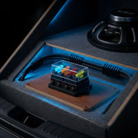 Transparent Cover Four-Way Blade Fuse Holder Metal Terminals Standard Blade Fuse Holder Mounting Base Automotive Electrical Part Screw Mount