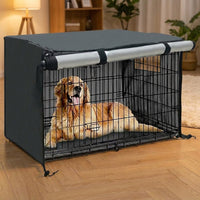 Waterproof Dog Crate Cover, Pet Kennel Cover in Thickened Oxford Cloth, Roll-Up Panels for Indoor Outdoor Wire Crate Privacy and Warm Comfort