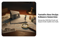 Weathered Damaged House Model Mini Diorama Kit Rectangular Base Gray Collectible Display Rural House Diorama