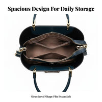 Top Handle Crossbody Bag Large Capacity PU Leather Shoulder Bag Spacious Interior Top Handle Satchel for Moms, Work, Shopping