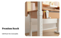Anti-Pinch Safety Design Height Adjustable Kids Desk Set Safe & Long-Lasting Kids Desk and Chair Set Storage Drawer Solid Wood children's Writing Table Widened Desktop for Students, Boys, Girls, Homework, Homeschooling, Reading, Playroom