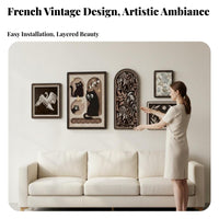 5 Pieces Retro Art Print Collection Vintage Design Framed Art Print Set Ready to Hang Gallery Wall Frame Set for Homeowners, Bedroom, Hallway