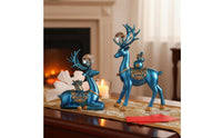 2 Pieces Housewarming Gift Deer Statue Luxury Look Gold Deer Figurine Resin Material Elk Sculpture for Living Room, Office, Entryway