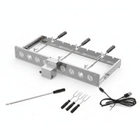 Adjustable Speed Automatic Barbecue Rack USB Powered Motorized Skewer Rack 9-Hole Automatic Skewer Rotator Rectangular Frame