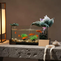 Housewarming Gift Chinese Design Rockery Aquatic Pet Aquarium Relaxing Sound Feng Shui Water Feature Aquarium Soothing Atmosphere Tabletop Fountain Aquatic Pet Aquarium Easy Maintenance for Living Room, Office