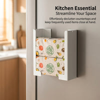 Bedroom Wall-Mounted Paper Towel Dispenser for Kitchen, Iron Rectangular Tissue Box Holder with Fridge Mount