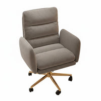 Adjustable Height Upholstered Rolling Armchair 360° Swivel Vanity Stool Luxuriously Soft Cushioning Desk Chair Sturdy Base for Women, Students, Adults, Bedroom, Study Room