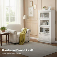 timeless design Freestanding Display Hutch Glass Doors Freestanding Hutch Minimalist Design bookshelf Multi-Level Shelving for Book Lovers, Collectors, Office Workers, Living Room, Study, Bedroom