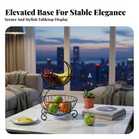 2-Tier Fruit Basket Nordic Design 2 Tier Fruit Basket Stable Base Tiered Vegetable Rack for Living Room, Kitchen Counter, Dining Table