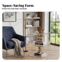Space-Saving Rippled C-Shaped Table Integrated Storage Household Furniture Multi-Functional Modern Aesthetic for Apartment Dwellers, Homeowners, Remote Workers, Living Room, Bedroom, Small Spaces, Home Office