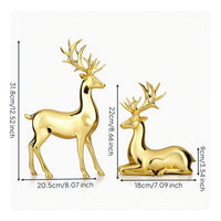 Electroplated Deer Figurine Reflective Deer Statue Resin Stag Figurine Sculpted for Living Room, Office, Entryway