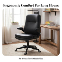 360-Degree Swivel High-Back Task Chair with Flip-up Arms Ergonomic Design Office Furniture Rocking Function Breathable for Executives, Students, Telecommuting Workers, Study Room, Workstation