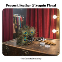 Peacock Feather Hair Fastener Iridescent Spot-Catching Design Feather Fascinator Headpiece 1920s Roaring Twenties Headpiece