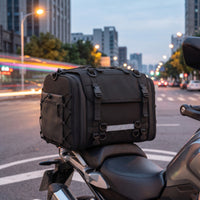 Structured Motorcycle Rear Seat Bag with Shoulder Strap Universal Motorcycle Rear Seat Bag Sturdy Luggage Heavy-Duty for Commuters, Tourists