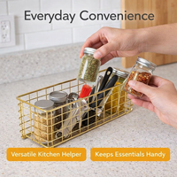 Metal Wire Storage Baskets for Shelves and Office Desk Organisation, Small Mesh with Elevated Design for Cable Management, Multi-Purpose