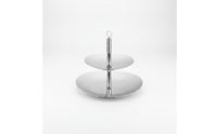 2 Tier Serving Stand Stainless Steel Oval Fruit Basket Sturdy Tableware for Dining Table, Kitchen Counter, Parties