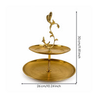 Two-Tier Tray Stand Round Tiered Tray Stand Space-Saving Food Presentation Plate for Hosts, Countertops, Event Displays