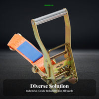 High Tensile Strength Ratchet Tie-down Strap Wear Resistant Heavy Duty Cargo Lashing Long-Lasting Stitching for Movers, Trailers