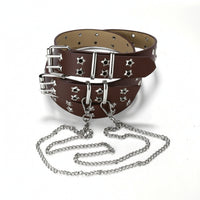 Streetwear Studded Belt with Chain Goth Punk Belt with Chain Rock Metal for Everyday Wear