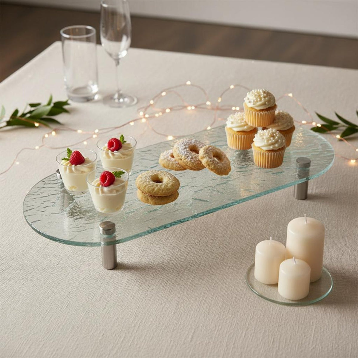 Polished Edges Water Wave Texture Stand Easy to Clean Acrylic Dessert Riser Long-Lasting Clear U-Shaped Stand Stackable Design for Bakers, Caterers, Retailers, Wedding, Buffet, Party