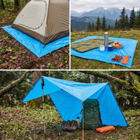 Outdoor Waterproof Oxford Cloth Ground Mat Tent Tarp Picnic Blanket with Stakes and Ropes