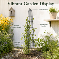 Iron Garden Trellis for Climbing Plants, 111-140cm Plant Supports, Ornate Trellis for Roses, Vines, & Runner Beans, 3 Pieces