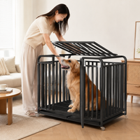 OVERSIZED-LARGE Black Square Tube Dog Crate, Heavy Duty Steel Dog Cage with Removable Tray, 125x95x110cm for Very Large Dogs