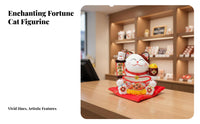 Fortunate Cat Key Bowl Adorable Appearance Fortunate Cat Statue with Tray for Front Desk