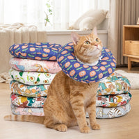 Pet Recovery Neck Cone for Canines Felines, Textile Ring with Elastic Closure, Casual Style Anti Nip Neck Recovery for Post Surgery Injury Management