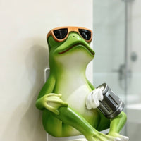 Frog Toilet Paper Holder Playful Lavatory Accessory Green for Powder Room