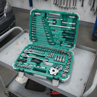 121 Pieces Automotive Repair Tool Collection Organized Mechanics Tool Set Portable Socket Set with Case for Vehicle Owners, Home Mechanics