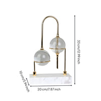 Desktop Ornament with Marble Base Modern Sculptural Ornament with Glass Orbs Gold-Toned Decorative Item Piece for Entryway