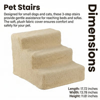 Dog Steps for Bed and Sofa with Non-Slip Surface for Small Portable Pet Stairs with Sturdy Frame and Soft Fleece Cover, Washable