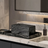 Marble Tissue Box Holder Polished Marble Tissue Box Minimalist for Bedside Table