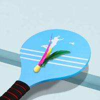 Indoor Play Shuttlecock Paddle Set Comfortable Grip Wood Paddle Racket Large Hitting Surface Paddleball Racket for Children