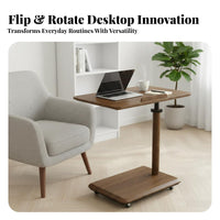 Adjustable Height Tilting C-Shaped End Table 360-Degree rotate Indoor Furniture Multi-Purpose Space-Saving Design for Apartment Dwellers, Home Workers, Students, Living Room, Bedroom, Small Spaces