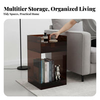 Transparent Waterfall Side Table Minimalist Design Nightstand Multi-Purpose Indoor Furniture Space-Saving for Homeowners, Apartment Dwellers, Students, Living Room, Bedroom, Small Spaces, Office