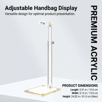 Adjustable Acrylic Handbag Display Stand Holder, Clear Purse Handbag Organizer for Retail Display, Transparent Storage Rack, Boutique Owner Essential