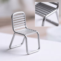 1/64 Scale Miniature Chair of Aluminum Alloy Slatted Miniature Metal Chair Compact Furniture Realistic for Architects