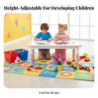 Height Adjustable Kids Desk and Chair Wipe-Clean Desktop Kids Table and Chair Set Rounded Corners Young Child Writable Activity Table for Home