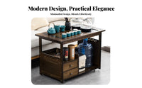 Solid Wood Construction Mobile Tea Table Versatile Design Tea Table Integrated Boiler Ample Storage Space Sturdy and Long-Lasting for Homeowners, Hosts, Adults, Living Room, Balcony, Bedroom, Kitchen